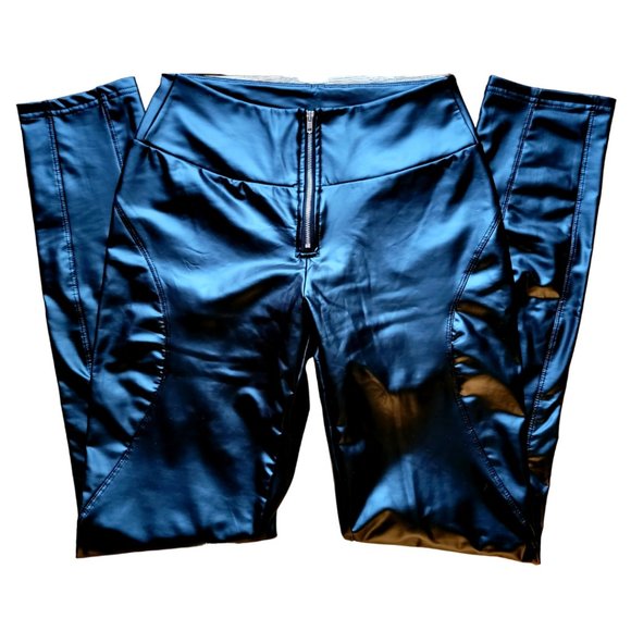 Women’s Faux Leather Black Pants Zipper-Front, Slightly Skinny, Small (NWOT) - Picture 3 of 9